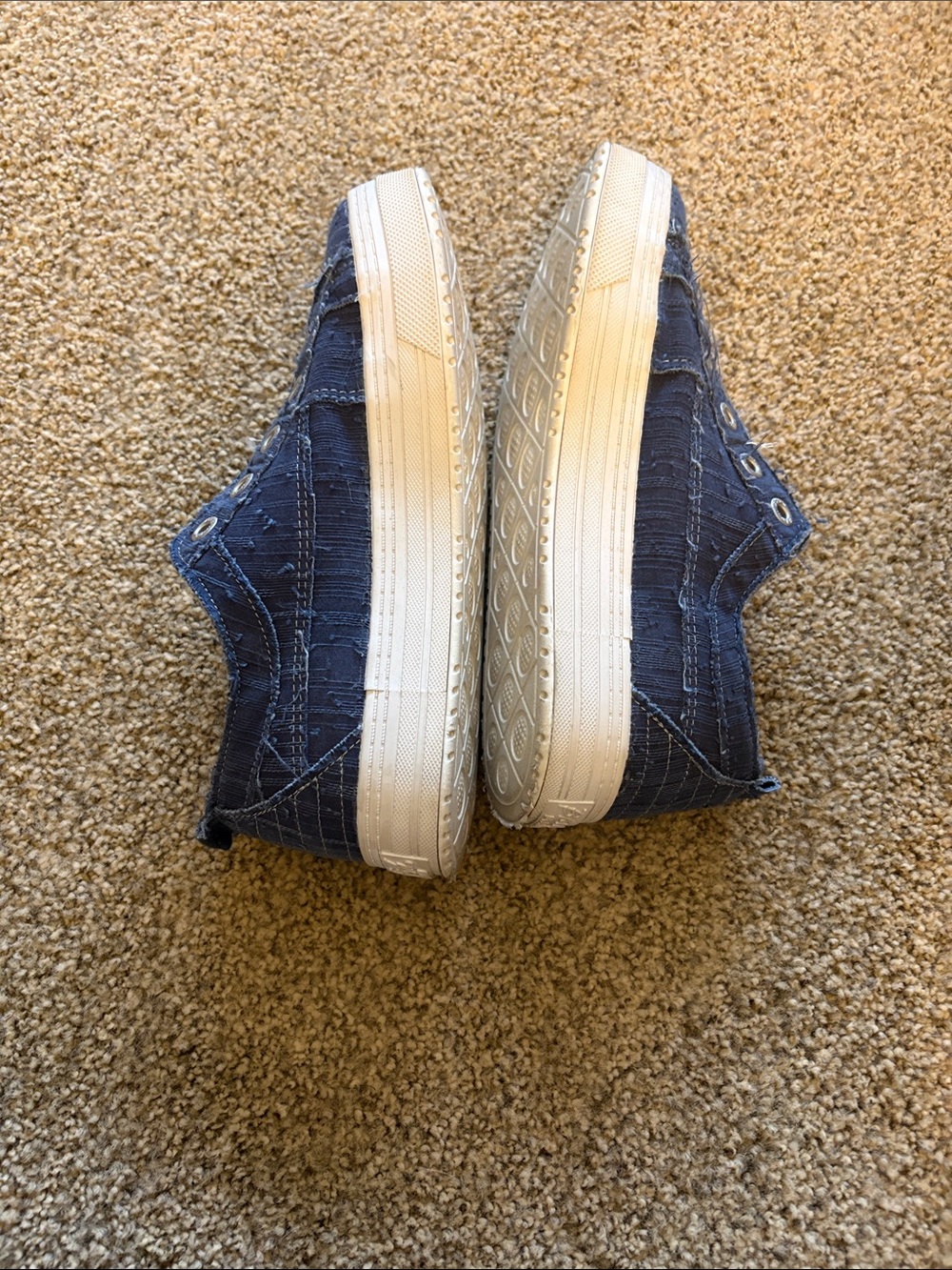 Blowfish Frayed Denim Slip-On Sneakers - Navy Blue - Picture 7 of 7